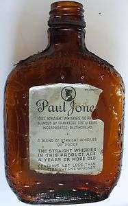 Paul Jones, 1/2 Pint 100% Straight Whiskey Bottle  