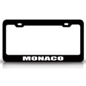 MONACO Country Steel Auto License Plate Frame Tag Holder, Black/White