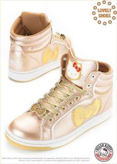 Sanrio Hello Kitty Ladys High Profile Style Casual Shoes Gold 910677 