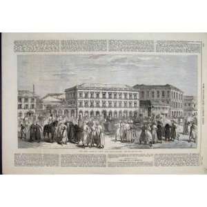  1865 Oriental Bank Share Market Bombay Old Print