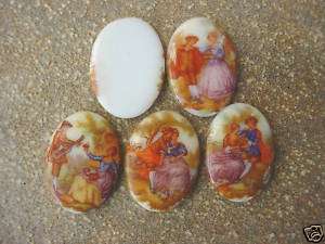 12 FRAGONARD Glass Limoges 25x18mm Cameo Cabochon Cabs  