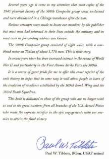 PAUL TIBBETS Signed 509th COMPOSITE GROUP WW2 1st ATOMIC BOMB UNIT 