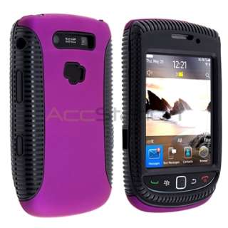 Black Purple Hybrid Hard Case+Privacy Film+USB For Blackberry Torch 