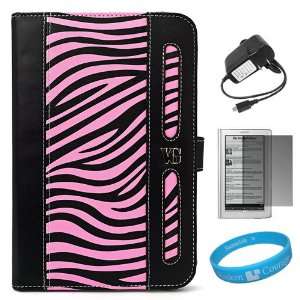  Black / Pink Zebra Print Executive Leather Portfolio Case 