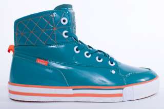 NEW MENS SHMACK CROWBAR MIAMI DOLPHINS TEAL ORANGE HIGH TOP SNEAKERS 