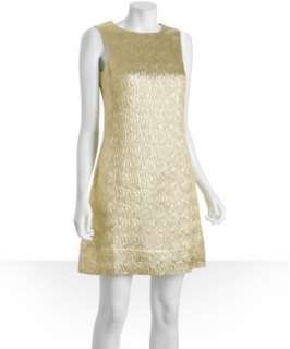 Shoshanna gold wave embossed shift dress  