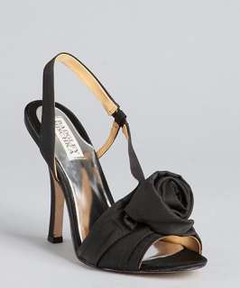 Badgley Mischka black fabric Lanah rosette heeled sandals