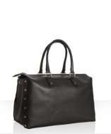 style #317314501 black crosshatched leather studded satchel