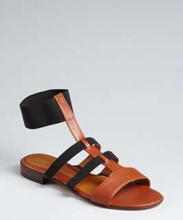 Fendi brown leather ankle strap sandals