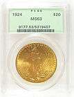 1924 Saint Gaudens $20 Double Eagle Gold Coin PCGS Certified MS63 
