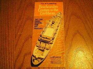   Brochure SS Atlantic Cruise Ship Caribbean Cruises 1967   1968  