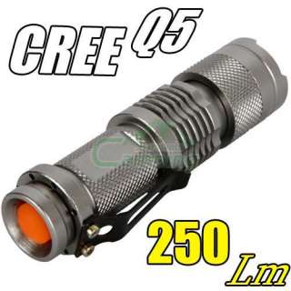 Mini 3W 250lm Lumen CREE Q5 Focus Adjust Zoom LED Flashlight 1 Mode AA 