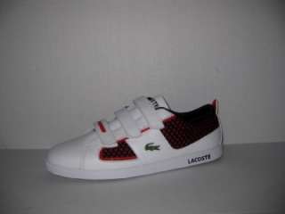 LACOSTE OBSERVE MENS WHITE RED BLACK LEATHER SHOE TENNIS SNEAKER SIZE 