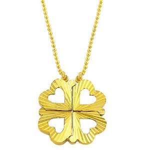  14 Karat Yellow Gold Evolving Hearts Pendant On Bead Chain 