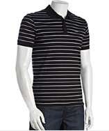 Zegna black and white striped cotton piqué polo style# 317766801