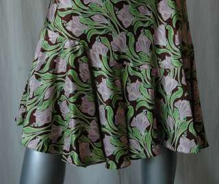 PETER SOM Silk Nouveau Floral Fluted Flounce Skirt 2  