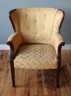   Fabric French Bergere Yellow Lounge Club Couch Chair Armchair  