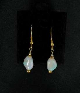 EXQUISITE 18K GOLD WHITE CRYSTAL OPAL EARRINGS~  