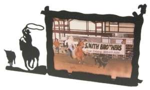 Steer Calf Roping Rodeo Cowboy Picture Frame 3x5 H  