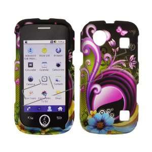 930 Black Green with Pink Purple Butterfly Swirls Flower Garden Design 