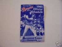 1983 Richmond Braves Baseball Pocket Schedule  