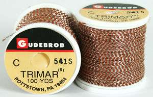 Gudebrod TRIMAR Rod Building Thread Silver & Brown Sz C  