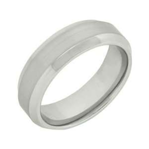  Mens Cobalt Ring With Brushed Finish and Beveled Edges 