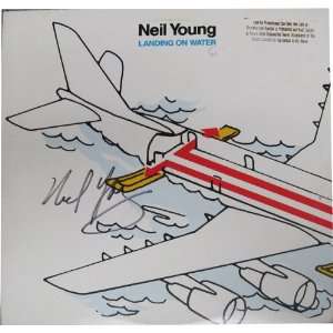  Neil Young Autographed Landing On Water Wax Record 