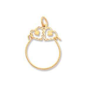  14k Yellow Gold Heart Charm Holder Jewelry
