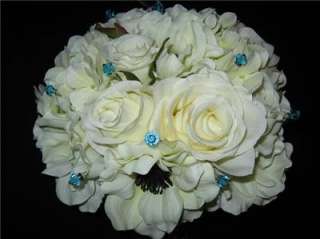 100 8mm Turquoise Bicone Wedding Bouquet Crystal Jewels  