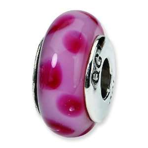   Sterling Silver Pink Hand Blown Glass Bead: Arts, Crafts & Sewing