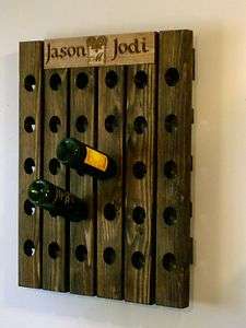 Custom Wine Riddling Rack Personalized Wood Wall Hanging 30 Bottles 