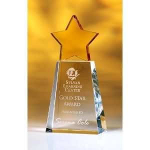  Golden Crystal Star Award with Clear Base   Medium Office 