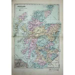 1881 Map Scotland Orkney Hebredes Plan Edinburgh Leith  