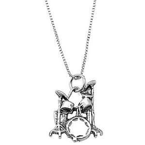  Sterling Silver Drum Set Necklace: Jewelry