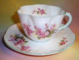 Pretty Pink Floral Shelley Tea Cup and Saucer Set  