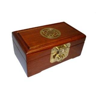  jewelry box chest with asian carving and brass accents, 7x4x2.875