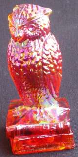 DAGENHART WISE OL OWL CARNIVAL GLASS RUBY RED  