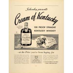  1934 Ad Vintage 100 Proof Kentucky Whiskey Horse Racing 