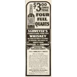   Ad John Schweyer Pennsylvania Pure Rye Whiskey   Original Print Ad