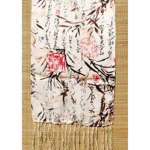  Silk Scarf   Bamboo and Chinese Calligraphy 2 Everything 