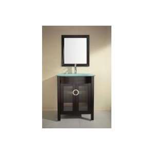   Bathoom Vanity with Integrated Glass Top and Sink