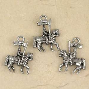 KNIGHT PRINCE HORSE Silver Plated Pewter Charms (3):  Home 