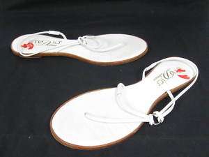 STUDIO DELMAN White Leather Strappy Flat Low Sandals 7  