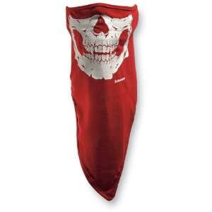 Schampa Stretch Fleece Lined Half Face Mask , Color: Red, Style: Skull 