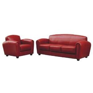    Wholesale Interiors Red Leather Sofa & 2 Chair Set
