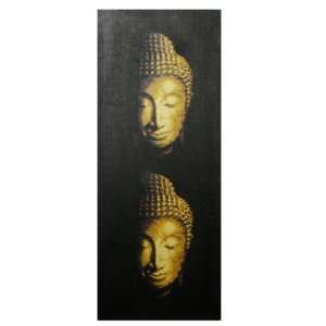  Hand painted Buddha Faces Textured Canvas   Yellow: Home 