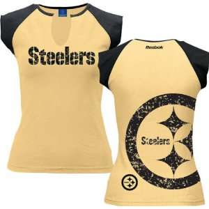   Steelers Juniors Sleeveless Slit Crew Neck Tee