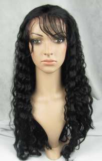 22 1# india remy human hair water wave full lace wig  