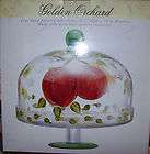   & BEYOND GOLDEN ORCHARD PAINTED CAKE DOME 10.5 X 10 GLASS NEW